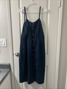 Studio B | Navy Blue Casual Button Front Dress